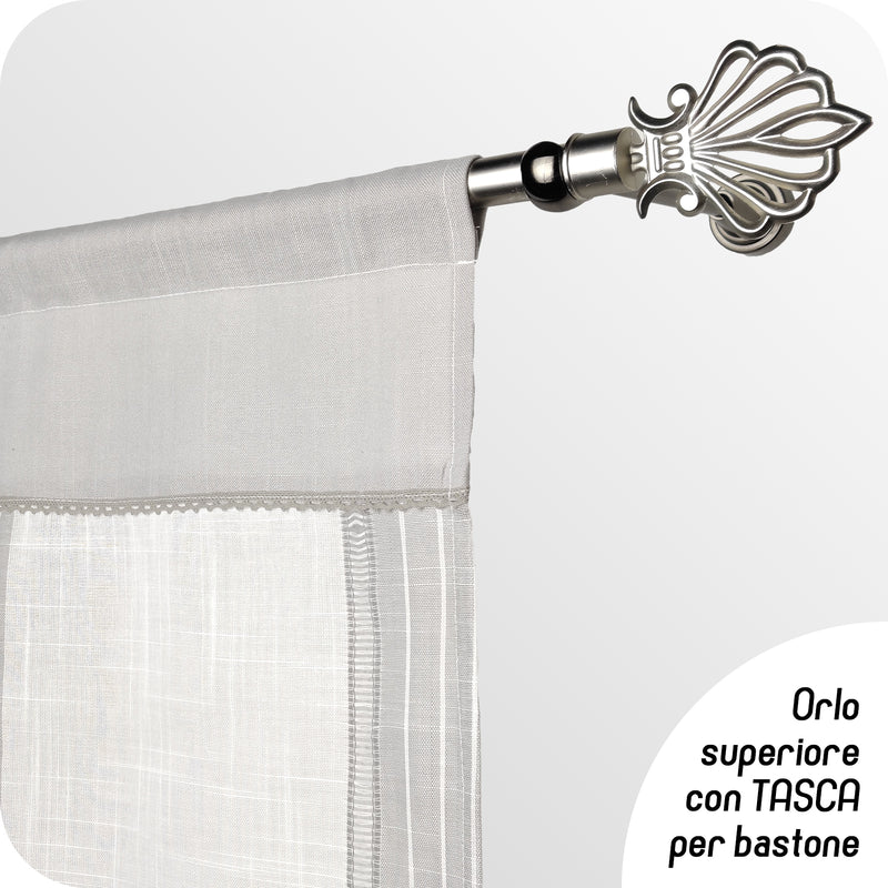 COPPIA TENDE FILTRANTI IN SIMIL LINO 2X60X235CM GRIGIO