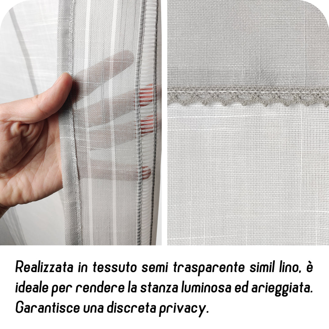 TENDA FILTRANTE IN SIMIL LINO 1 PANNELLO 140X275CM GRIGIO