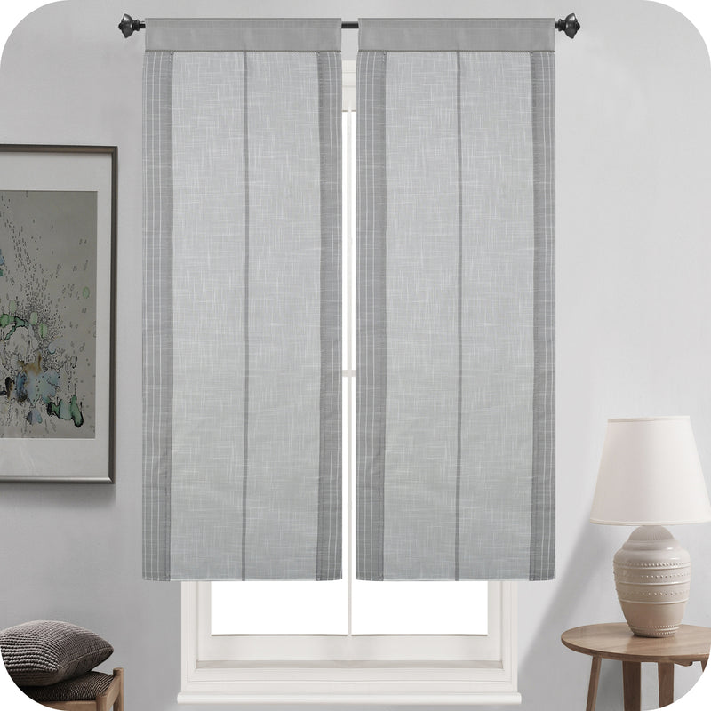 COPPIA TENDE FILTRANTI IN SIMIL LINO 2X60X145CM GRIGIO