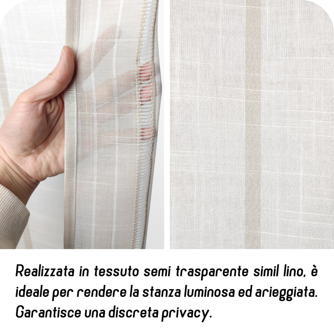 TENDA FILTRANTE IN SIMIL LINO 1 PANNELLO 140X275CM BEIGE