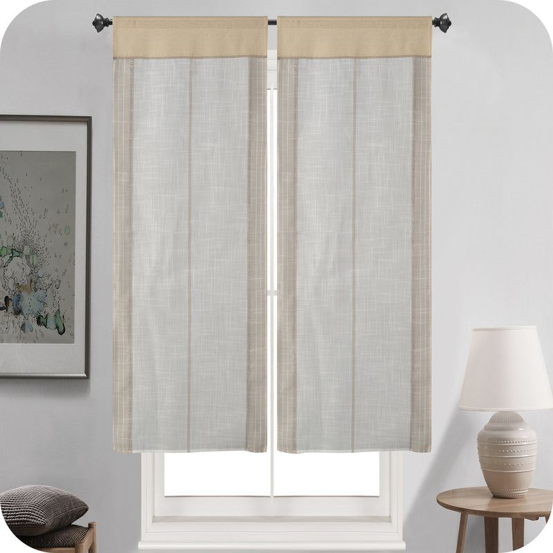 COPPIA TENDE FILTRANTI IN SIMIL LINO 2X60X145CM BEIGE