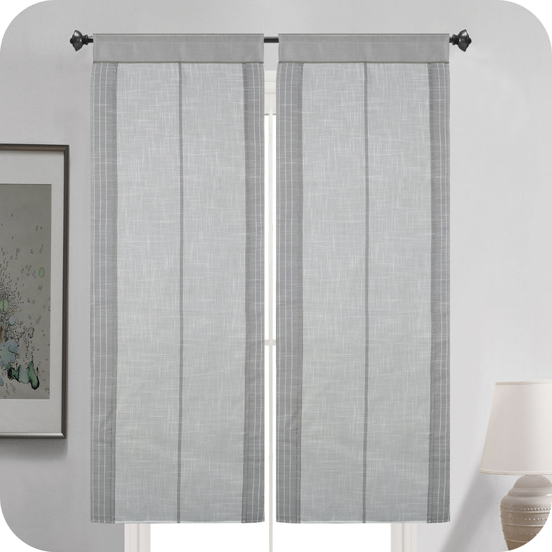 COPPIA TENDE FILTRANTI IN SIMIL LINO 2X60X235CM GRIGIO