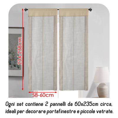 COPPIA TENDE FILTRANTI IN SIMIL LINO 2X60X235CM BEIGE