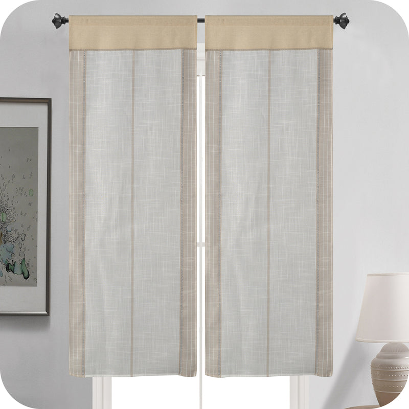 COPPIA TENDE FILTRANTI IN SIMIL LINO 2X60X235CM BEIGE