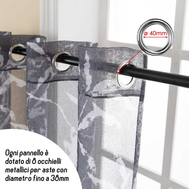 TENDA FILTRANTE FANTASIA FOGLIE 140X275CM GRIGIO SCURO