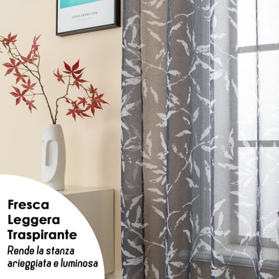 TENDA FILTRANTE FANTASIA FOGLIE 140X275CM GRIGIO SCURO