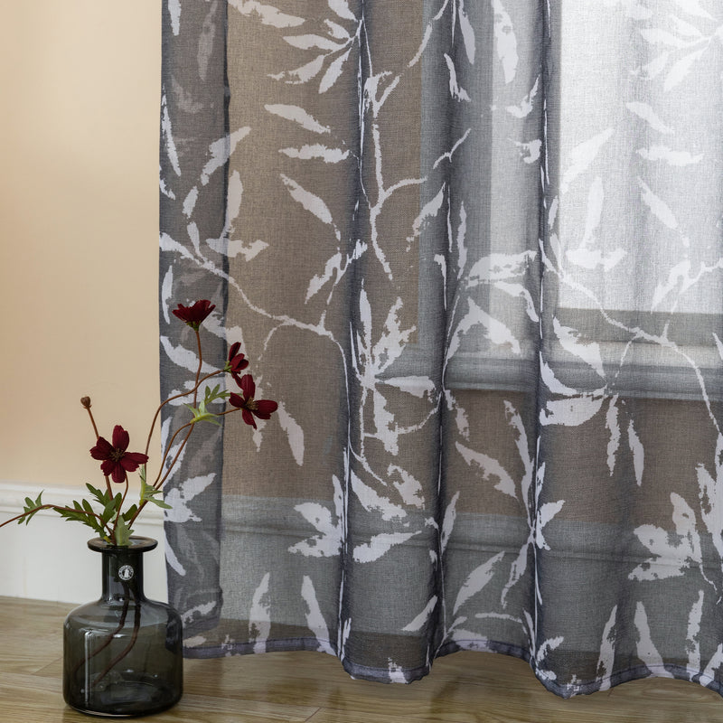 TENDA FILTRANTE FANTASIA FOGLIE 140X275CM GRIGIO SCURO