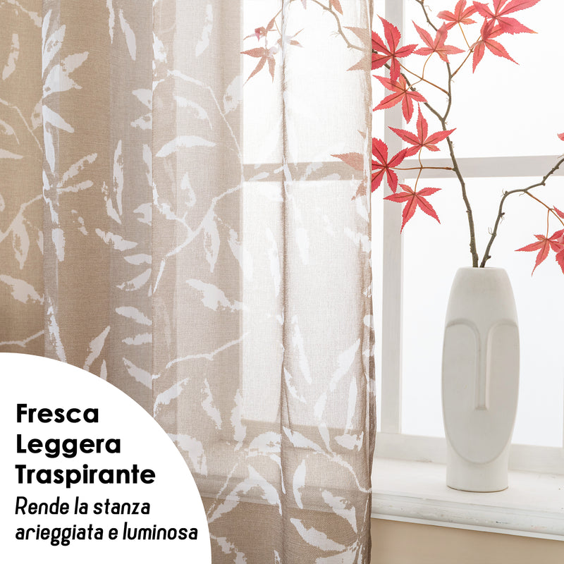 TENDA FILTRANTE FANTASIA FOGLIE 140X275CM MARRONE