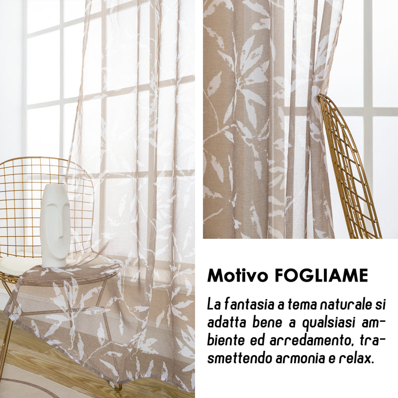 TENDA FILTRANTE FANTASIA FOGLIE 140X275CM MARRONE