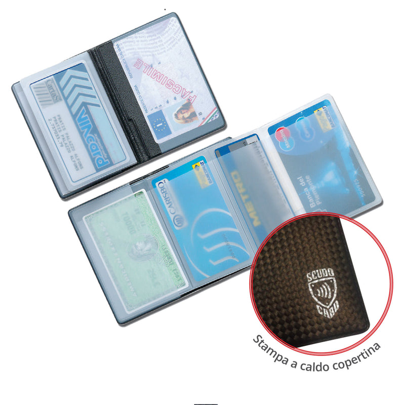 PORTACARD CLASSIC CARD SCUDO CARBON PROTEZIONE CONTACTLESS