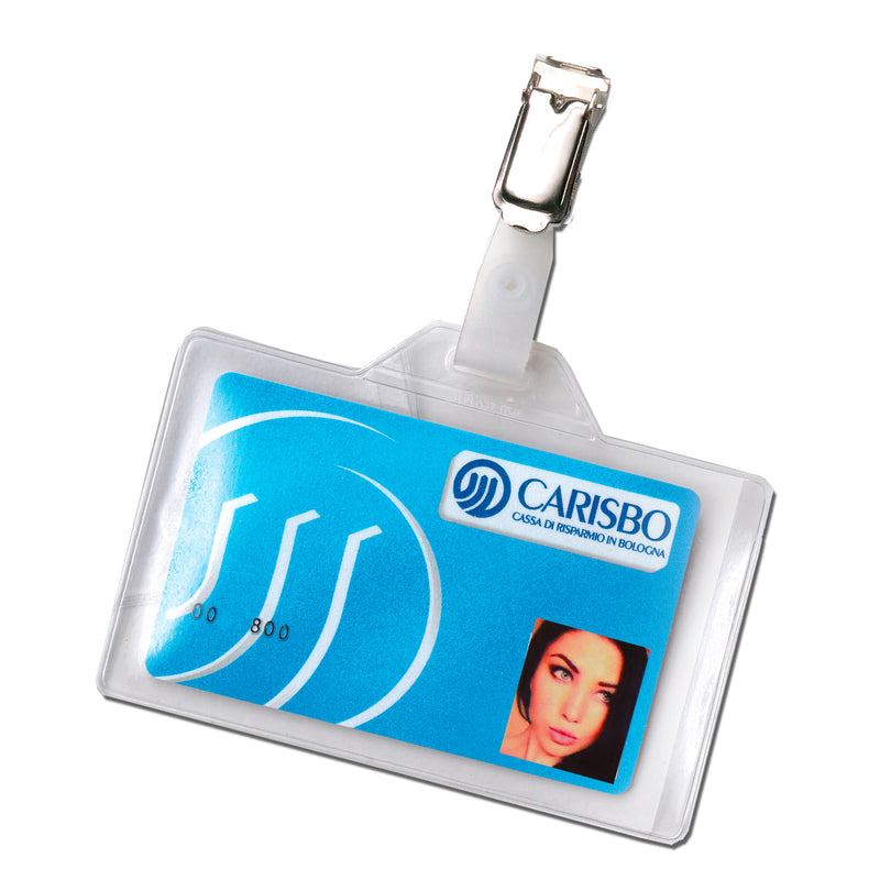 PORTA BADGE CRISTAL CON PINZETTA