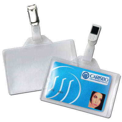 PORTA BADGE CRISTAL CON PINZETTA