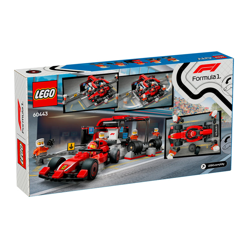 LEGO 60443 CITY PITSTOP E MECCANICI CON MONOPOSTO FERRARI F1