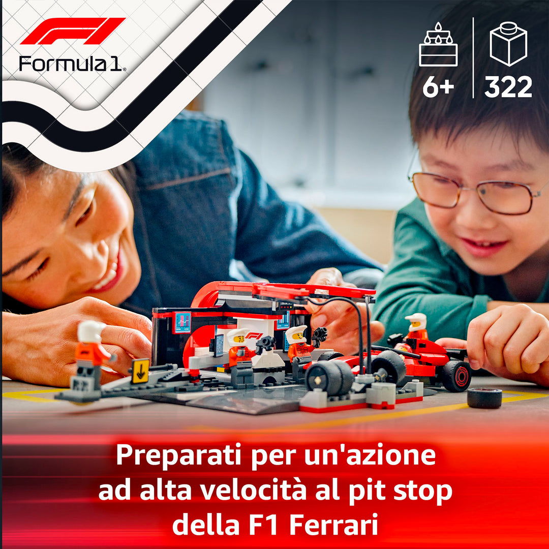 LEGO 60443 PITSTOP E MECCANICI CON MONOPOSTO FERRARI F1