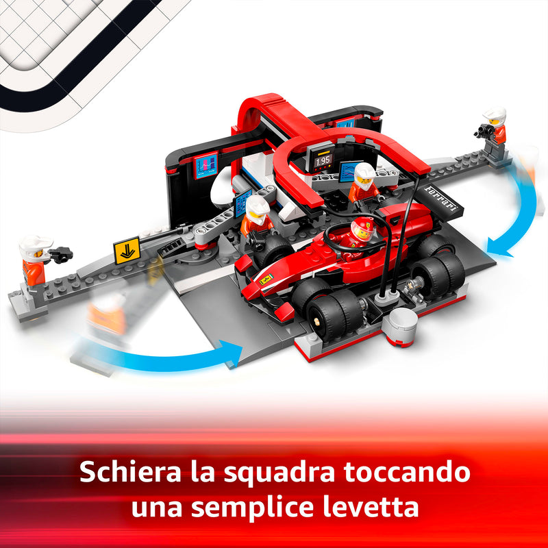 LEGO 60443 CITY PITSTOP E MECCANICI CON MONOPOSTO FERRARI F1