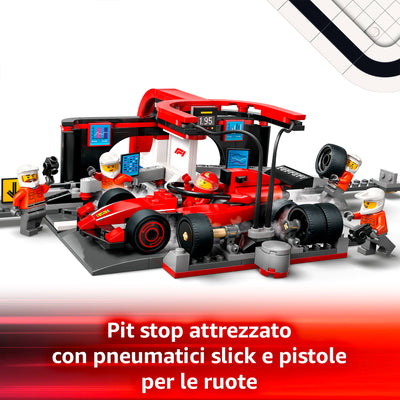 LEGO 60443 CITY PITSTOP E MECCANICI CON MONOPOSTO FERRARI F1