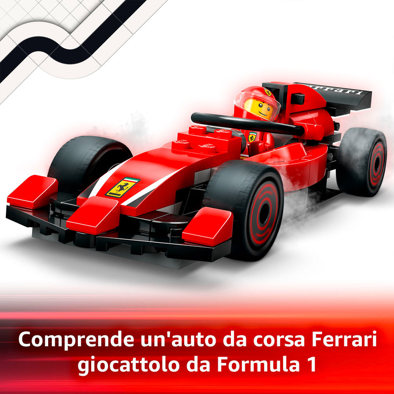 LEGO 60443 CITY PITSTOP E MECCANICI CON MONOPOSTO FERRARI F1