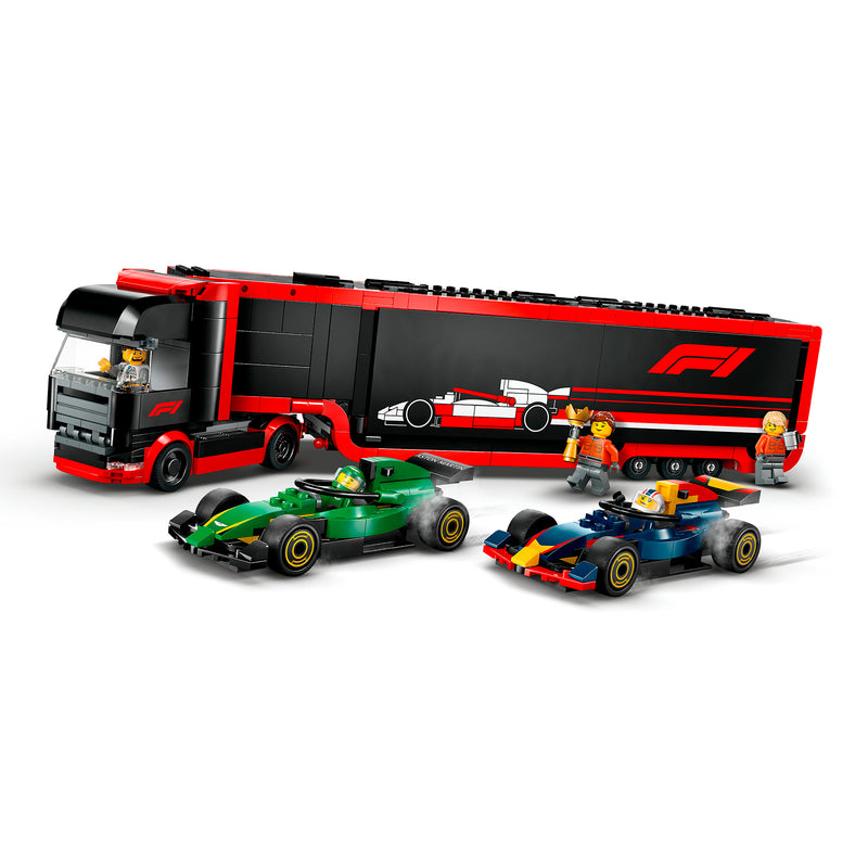 LEGO 60445 AUTOTRASPORTATORE F1 CON MONOPOSTO RB20 e AMR24 F1