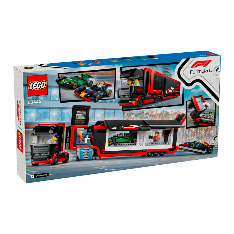 LEGO 60445 AUTOTRASPORTATORE F1 CON MONOPOSTO RB20 e AMR24 F1