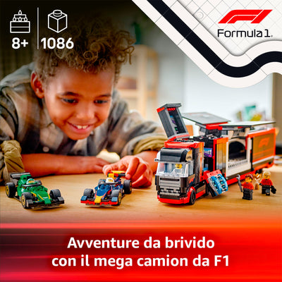 LEGO 60445 AUTOTRASPORTATORE F1 CON MONOPOSTO RB20 e AMR24 F1