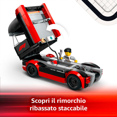 LEGO 60445 AUTOTRASPORTATORE F1 CON MONOPOSTO RB20 e AMR24 F1