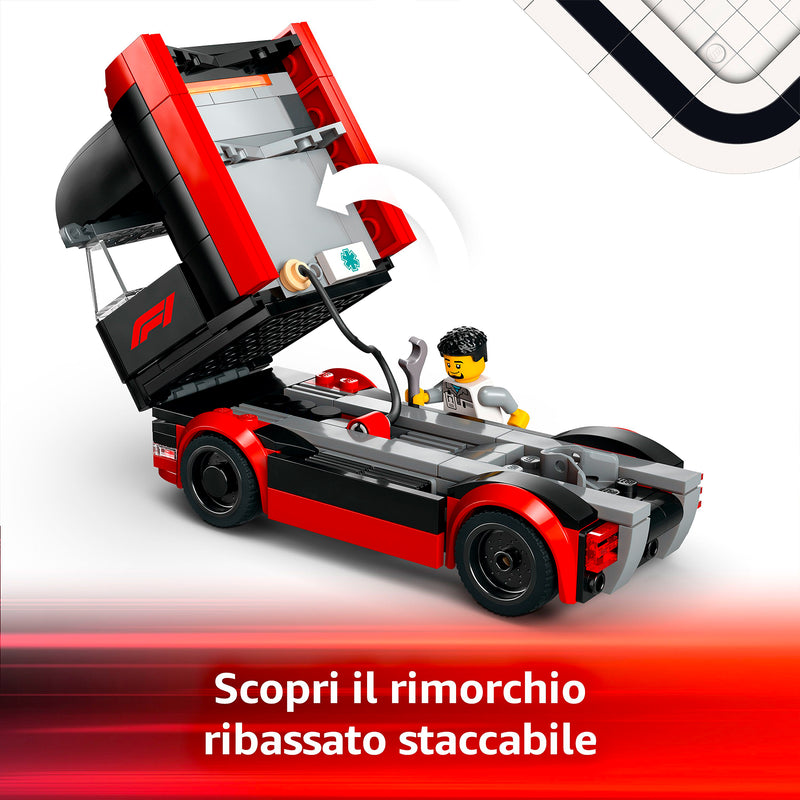 LEGO 60445 AUTOTRASPORTATORE F1 CON MONOPOSTO RB20 e AMR24 F1