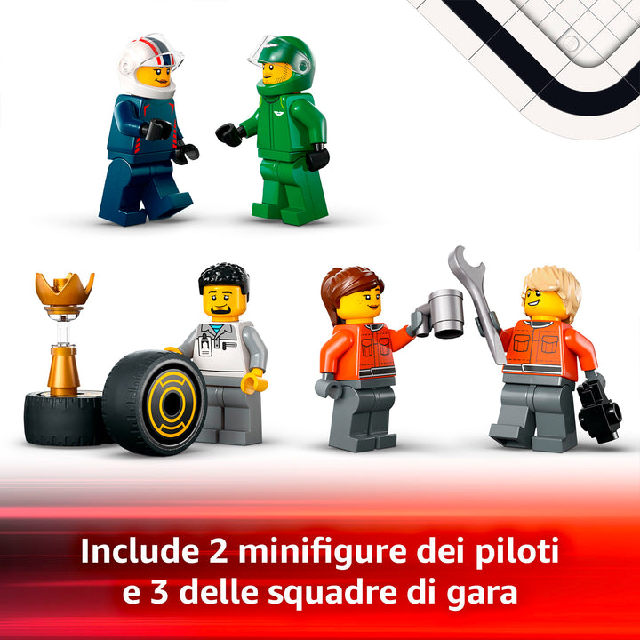 LEGO 60445 AUTOTRASPORTATORE F1 CON MONOPOSTO RB20 e AMR24 F1