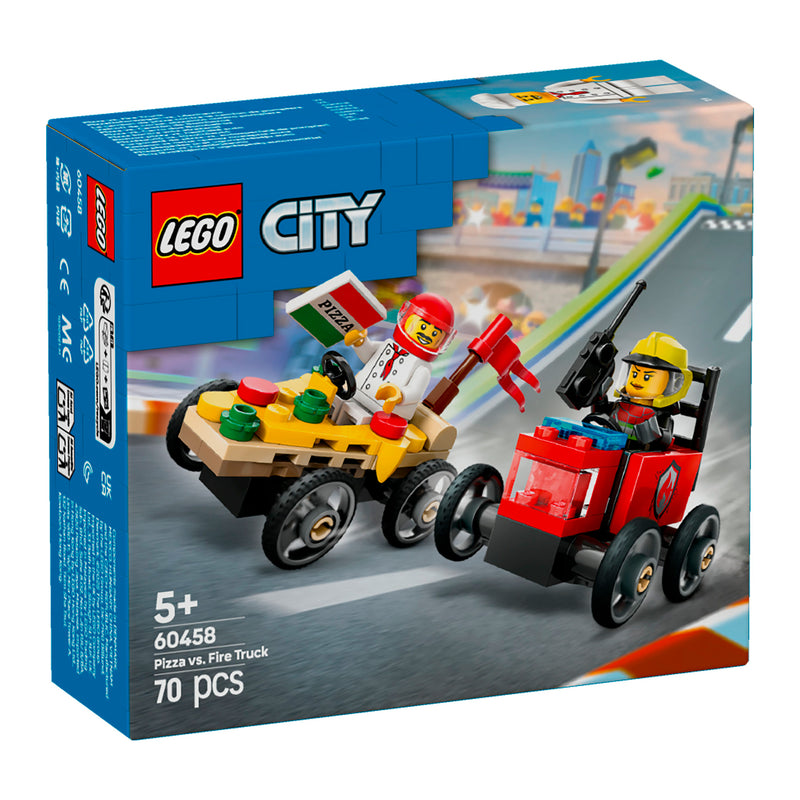 LEGO 60458 CITY PACK VEICOLI DA CORSA: PIZZAIOLO CONTRO POMPIERE