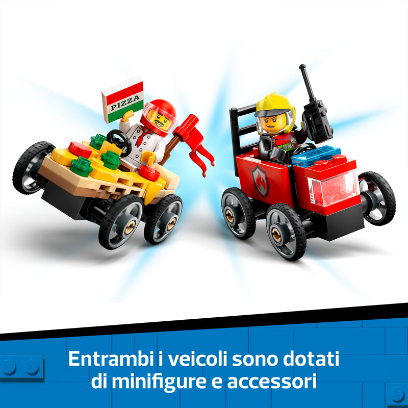 LEGO 60458 CITY PACK VEICOLI DA CORSA: PIZZAIOLO CONTRO POMPIERE