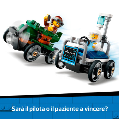 LEGO 60459 CITY PACK VEICOLI DA CORSA: AEREO CONTRO LETTO D'OSPEDALE