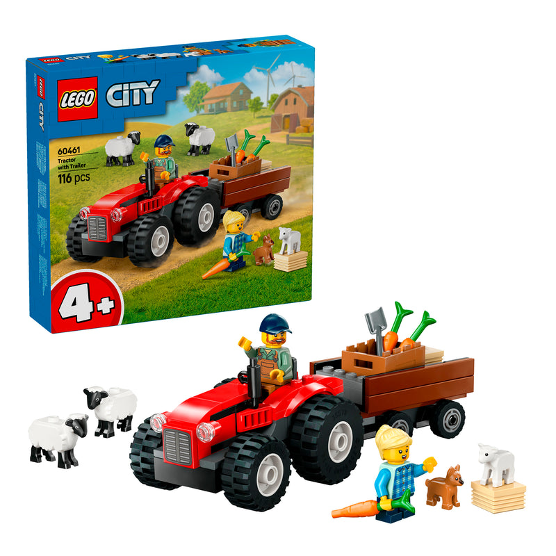 LEGO 60461 TRATTORE AGRICOLO ROSSO CON RIMORCHIO E PECORE