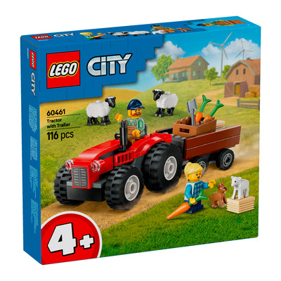 LEGO 60461 TRATTORE AGRICOLO ROSSO CON RIMORCHIO E PECORE