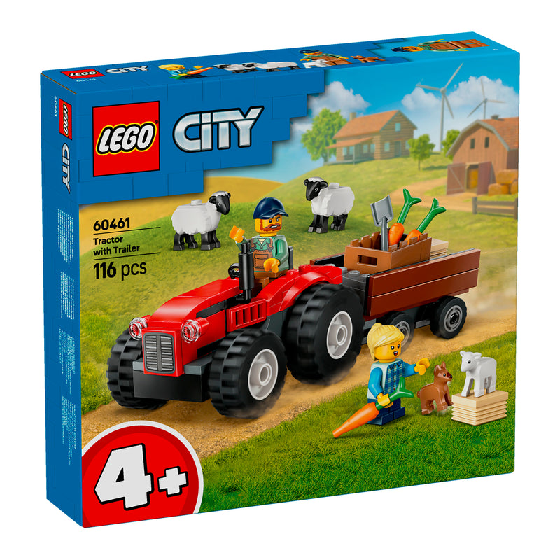 LEGO 60461 TRATTORE AGRICOLO ROSSO CON RIMORCHIO E PECORE