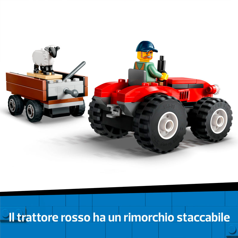 LEGO 60461 TRATTORE AGRICOLO ROSSO CON RIMORCHIO E PECORE