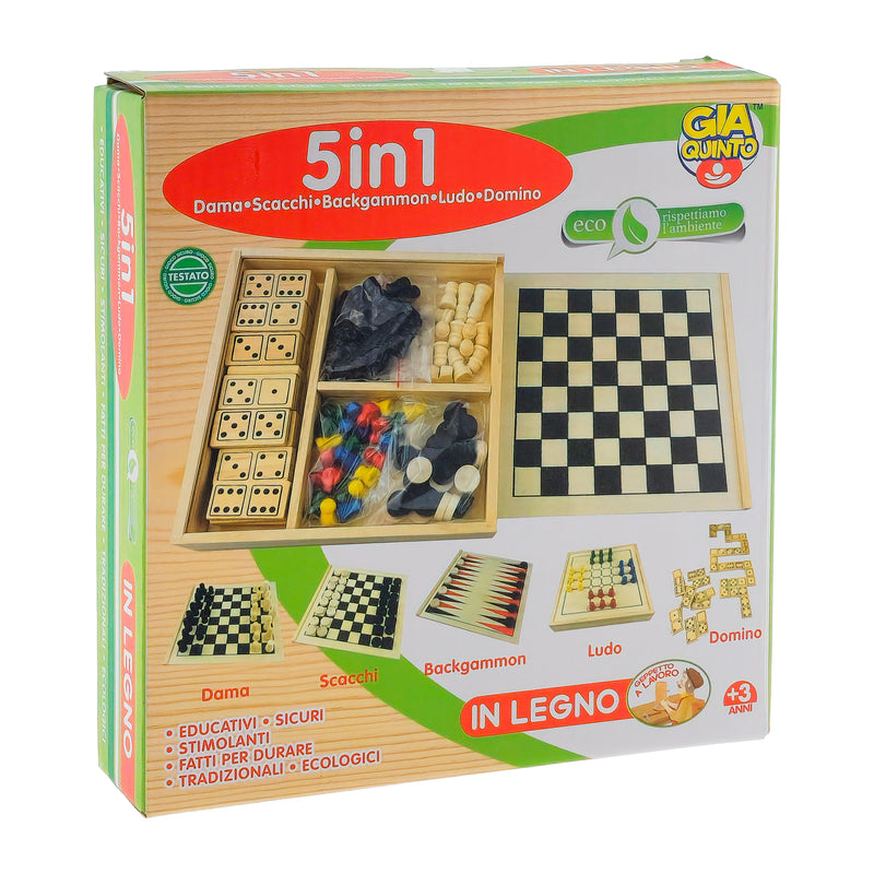 GIOCHI RIUNITI IN LEGNO 5 IN 1