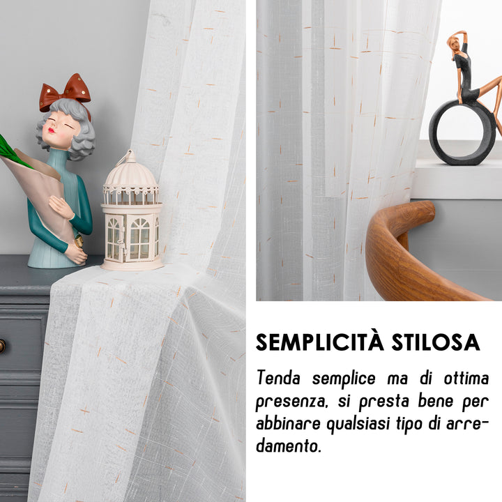 COPPIA TENDE GRACIOSA FILTRANTI MOTIVO FILAMENTI 2X70X150CM ORO