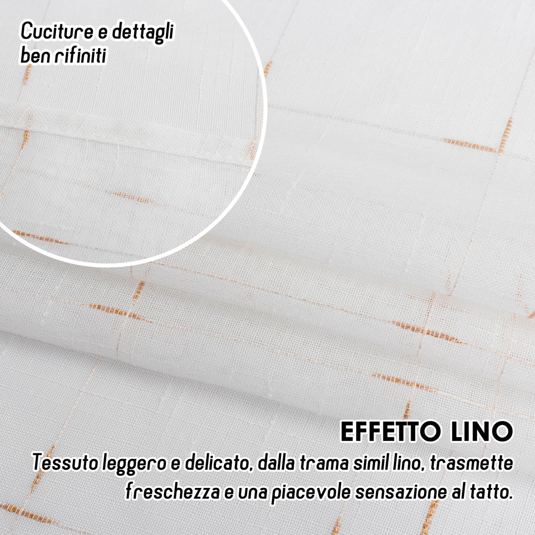 COPPIA TENDE GRACIOSA FILTRANTI MOTIVO FILAMENTI 2X70X150CM ORO