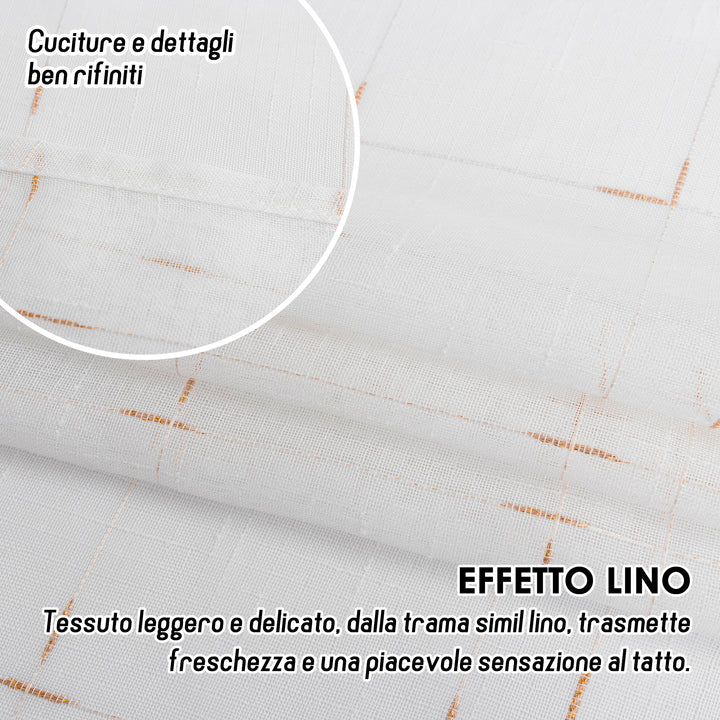 COPPIA TENDE GRACIOSA FILTRANTI MOTIVO FILAMENTI 2X70X150CM ORO