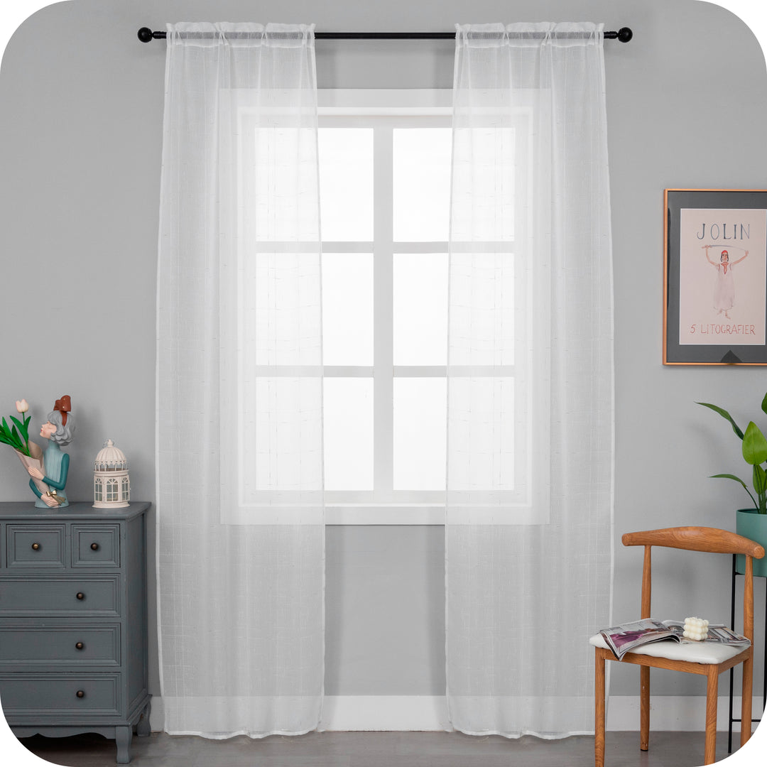 COPPIA TENDE GRACIOSA FILTRANTI MOTIVO FILAMENTI 2X70X240CM ARGENTO