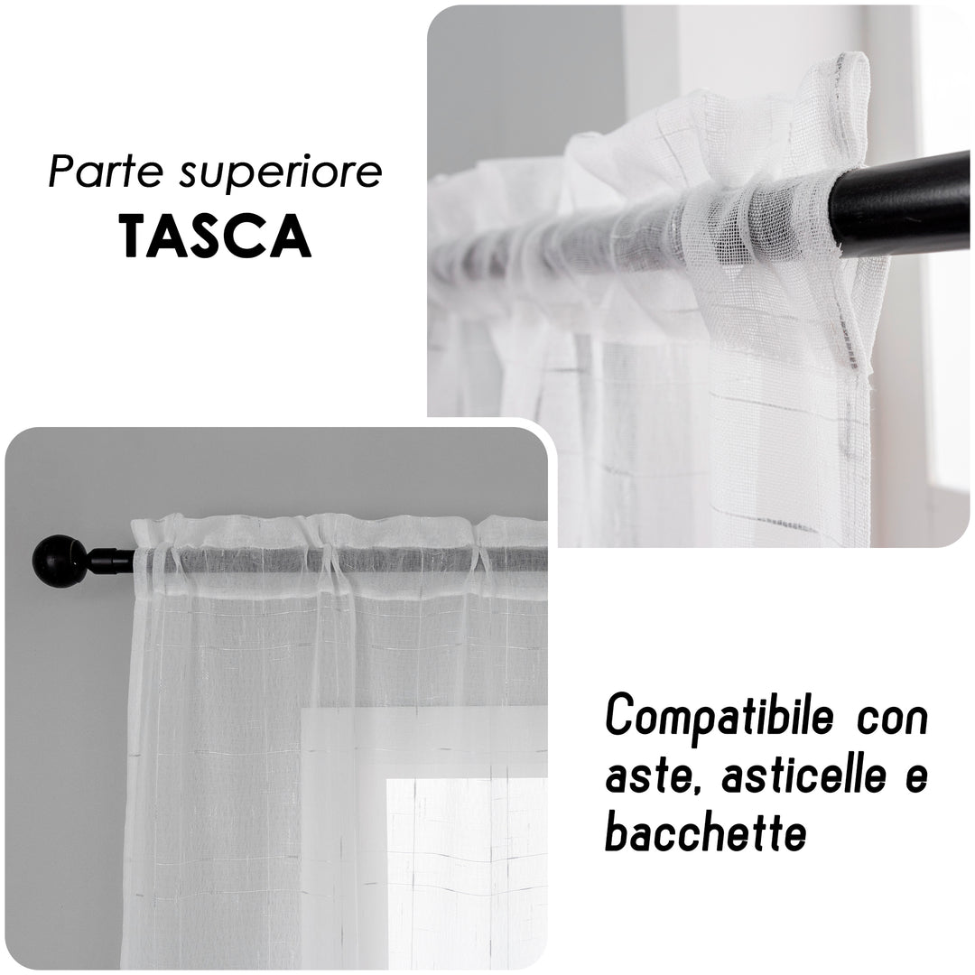 COPPIA TENDE GRACIOSA FILTRANTI MOTIVO FILAMENTI 2X70X240CM ARGENTO