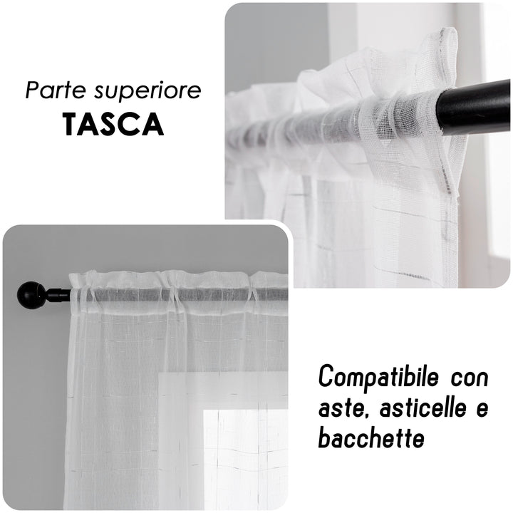 COPPIA TENDE GRACIOSA FILTRANTI MOTIVO FILAMENTI 2X70X240CM ARGENTO