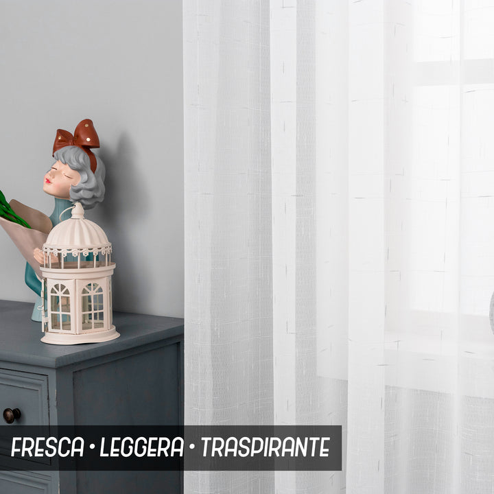 COPPIA TENDE GRACIOSA FILTRANTI MOTIVO FILAMENTI 2X70X240CM ARGENTO