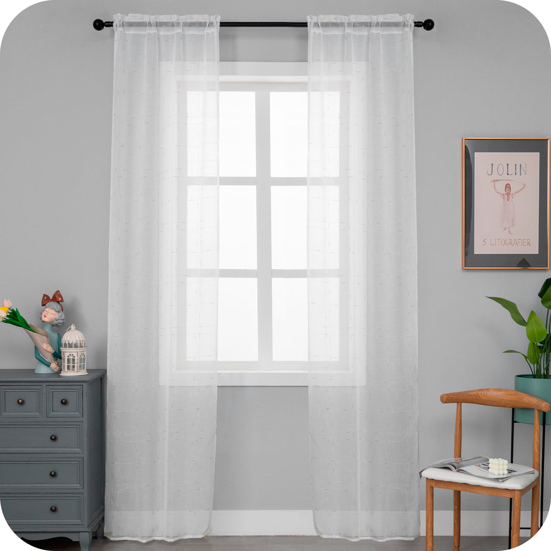 COPPIA TENDE GRACIOSA FILTRANTI MOTIVO FILAMENTI 2X70X240CM ORO