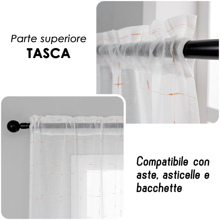 COPPIA TENDE GRACIOSA FILTRANTI MOTIVO FILAMENTI 2X70X240CM ORO