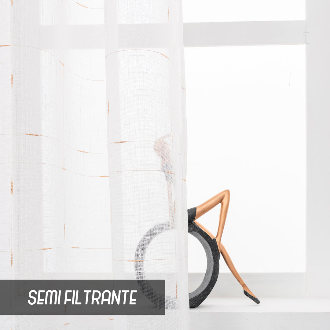 COPPIA TENDE GRACIOSA FILTRANTI MOTIVO FILAMENTI 2X70X240CM ORO
