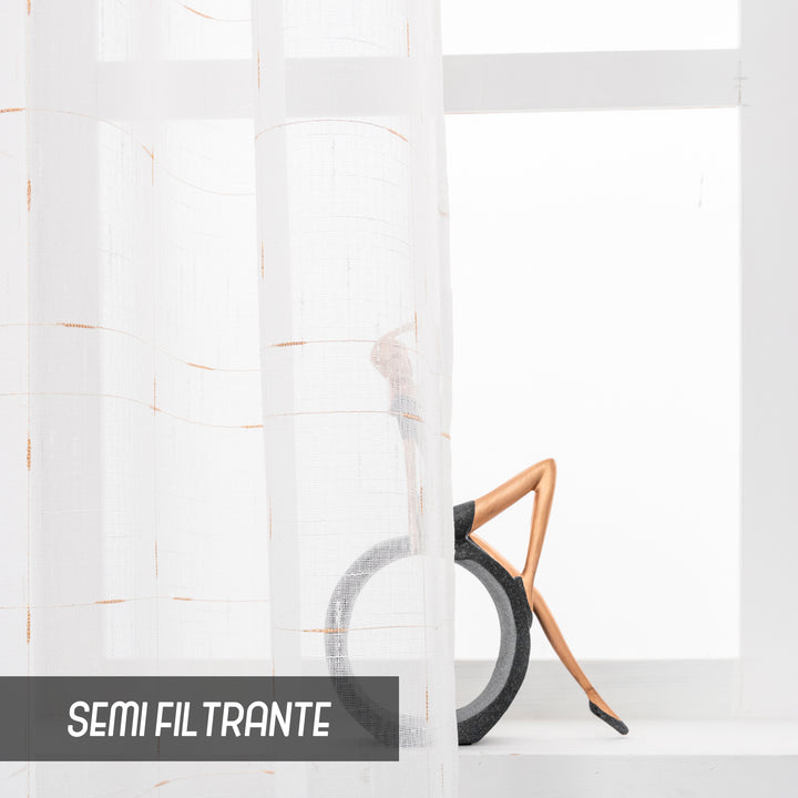 COPPIA TENDE GRACIOSA FILTRANTI MOTIVO FILAMENTI 2X70X240CM ORO