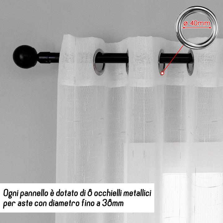 TENDA GRACIOSA FILTRANTE MOTIVO FILAMENTI 1 PANNELLO 140X280CM ARGENTO