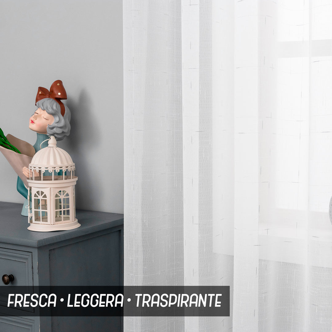 TENDA GRACIOSA FILTRANTE MOTIVO FILAMENTI 1 PANNELLO 140X280CM ARGENTO