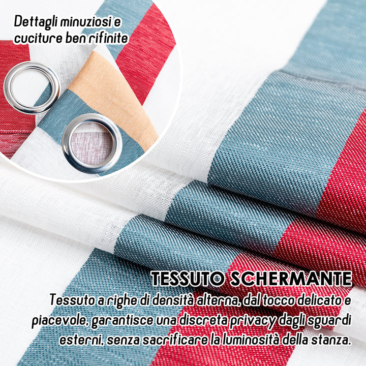 TENDA SEMI FILTRANTE A RIGHE MULTICOLOR 1 PANNELLO 140X285CM BORDEAUX