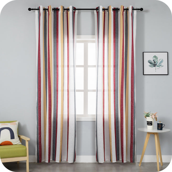 TENDA SEMI FILTRANTE A RIGHE MULTICOLOR 1 PANNELLO 140X285CM BORDEAUX